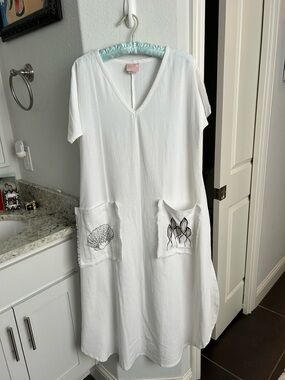 Only Cream-White Dress with Bead detail on pockets